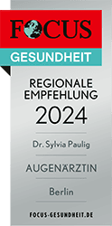 شعار ترشيح إقليمية لعام 2024، يتضمن اسم طبيبة ومدينة برلين. تصميم بألوان الأحمر والأخضر.